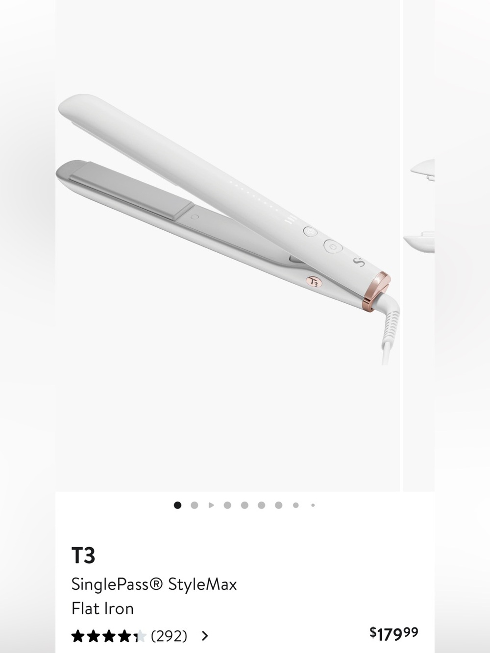 T3 White and Rose Gold Flat Hair Straightener
